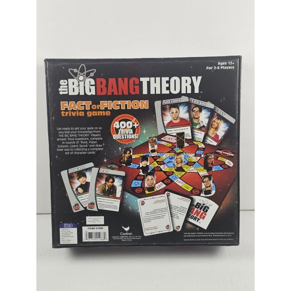 The BIG BANG THEORY Fact or Fiction Trivia Board Game - Cardinal Games COMPLETE